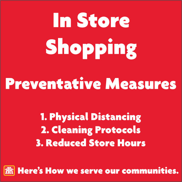 In store shopping options at Valley Home Building Centre during COVID-19.