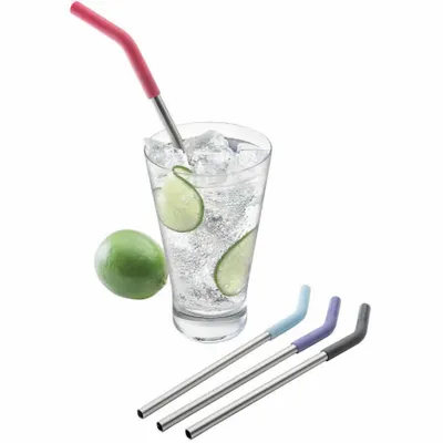 Reusable straws and water bottles at Olds Home Hardware.